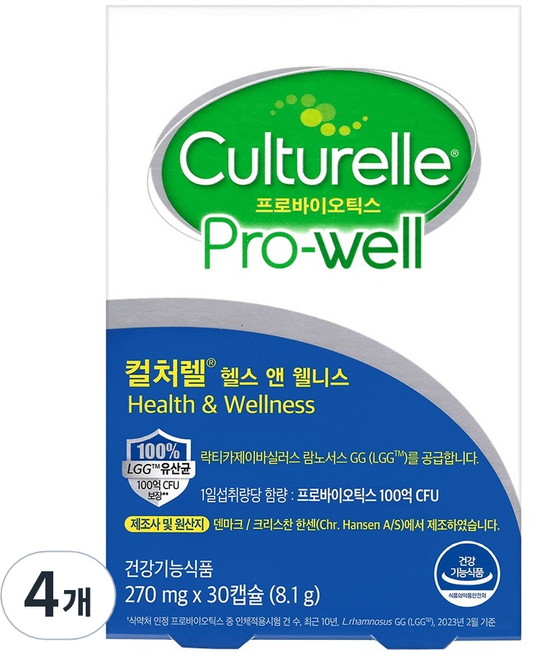 컬처렐 헬스 앤 웰니스 프로바이오틱스, 30정, 4개