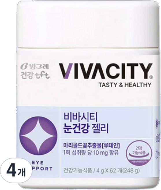 TFT 비바시티 구미젤리 루테인 베리믹스맛 4g, 62정, 4개