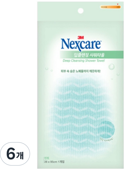 넥스케어 딥클렌징 샤워타올, 민트, 1개입, 6개