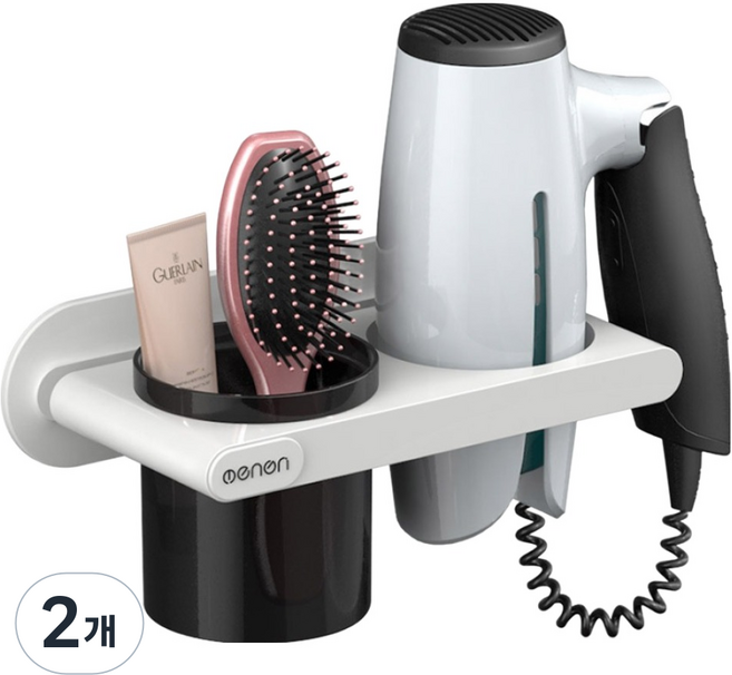 모나코올리브 럭스 무타공 2구 수납 드라이기 거치대 LX20, 2개, 화이트