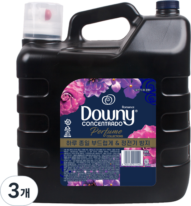 다우니 업그레이드 섬유유연제 로맨스 본품, 8.5L, 3개