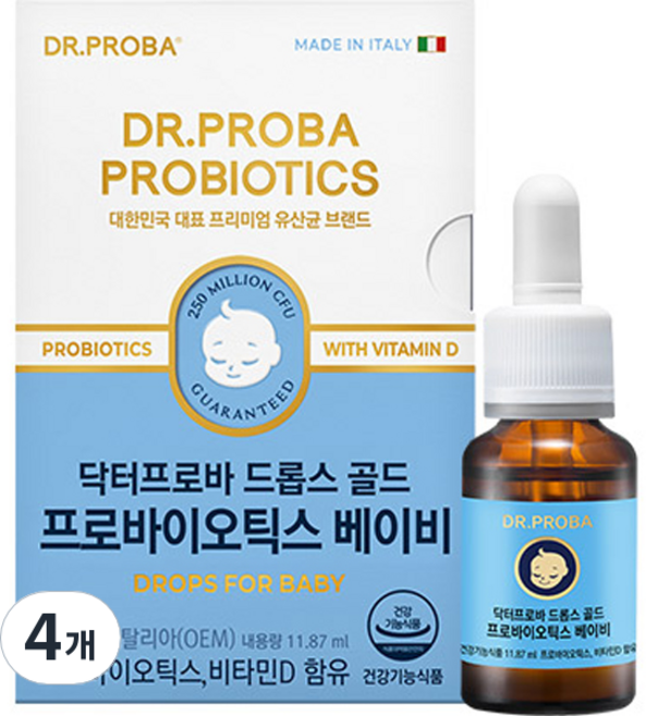 닥터프로바 드롭스 골드 프로바이오틱스 베이비, 11.87ml, 4개