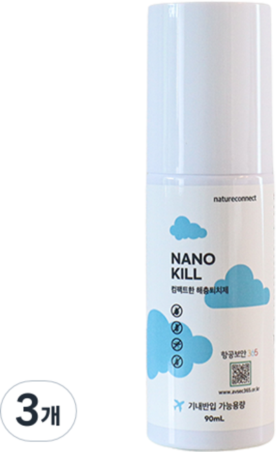 네이처커넥트 여행용 나노킬 해충퇴치제 90ml, 1개입, 3개