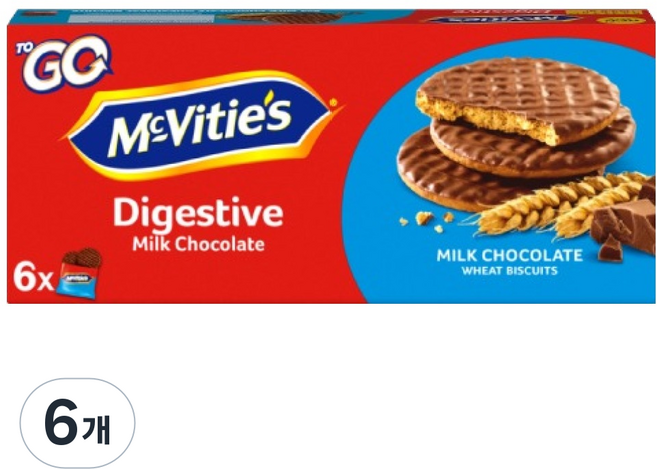 McVitie's 麥維他 To Go牛奶朱古力消化餅 6包入, 6盒, 199.8g