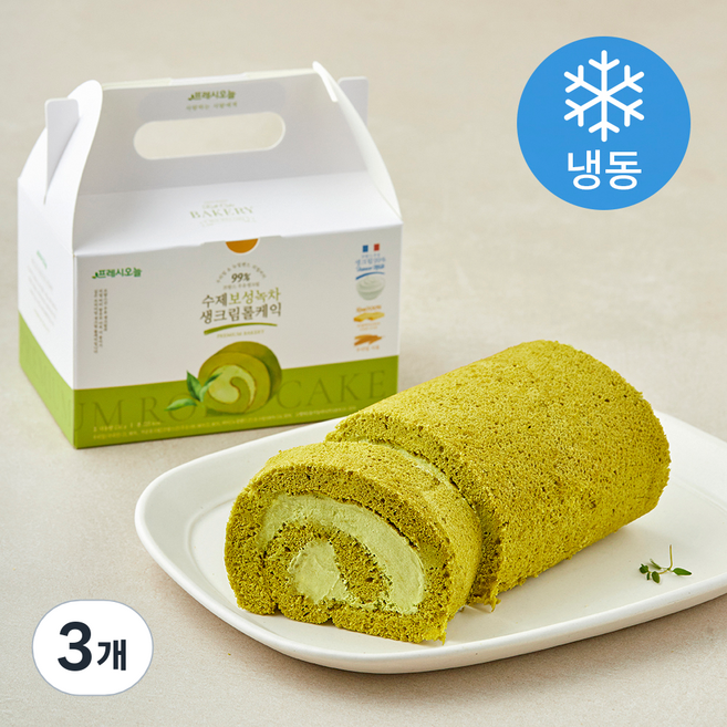 프레시오늘 우리밀 리얼버터 프랑스 우유생크림 99% 보성녹차 수제 롤케익 (냉동), 230g, 3개