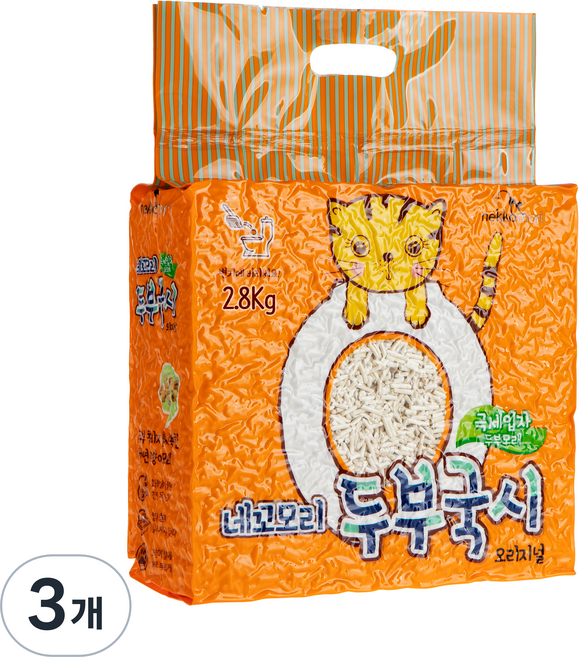 네꼬모리 두부국시 고양이 극세모래 오리지널, 2.8kg, 3개, 크리미 요거트 향