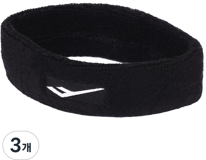 프로스펙스 테리 헤어 밴드, 블랙, 3개