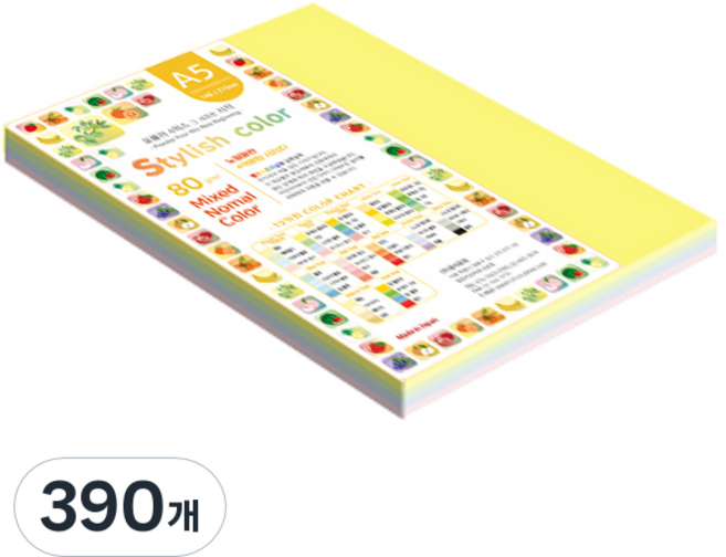 paperculture 時尚薄混合色紙 80g No 02 SN Popular Tone, 390個, A5