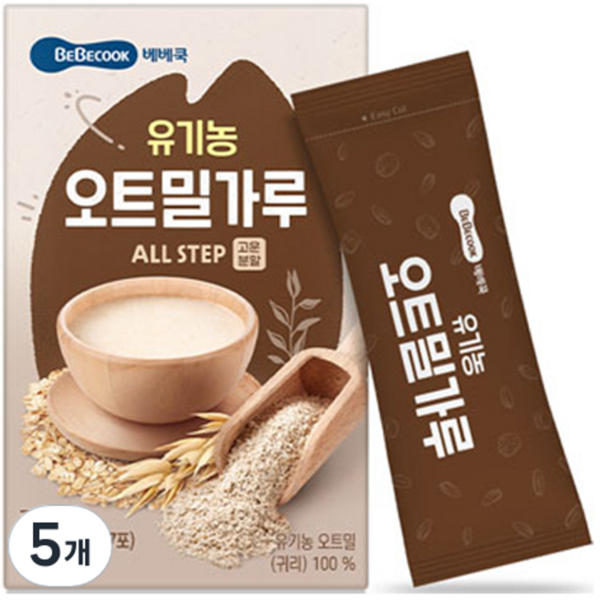 베베쿡 유기농 오트밀가루, 140g, 5개, 오트밀