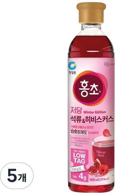 홍초 저당 석류 앤 히비스커스, 900ml, 5개