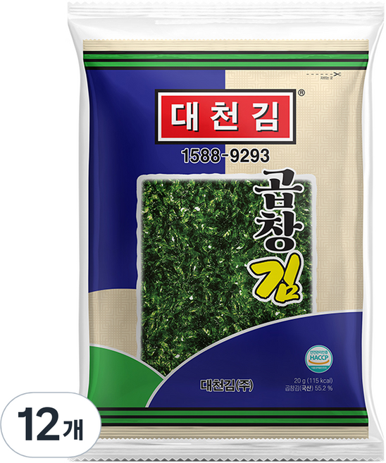 대천김 곱창김 전장, 20g, 12개