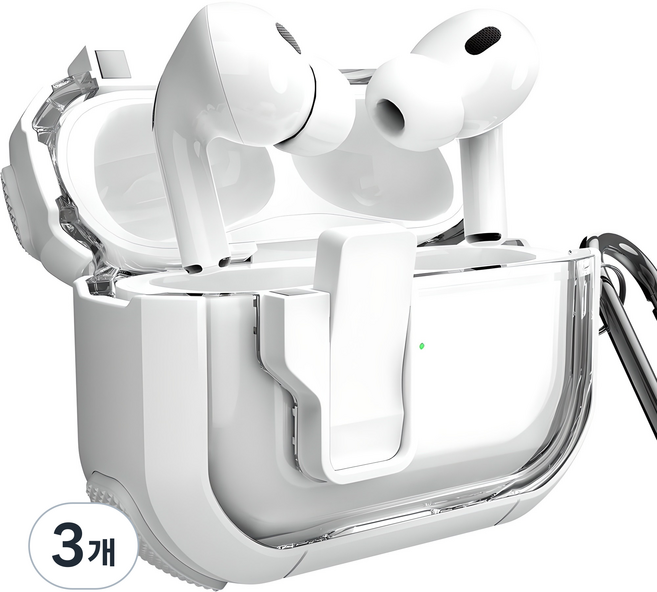 아이몰 에어팟 원터치 분실방지 도어락 사이드 풀커버 범퍼 케이스, 에어팟 프로 2, 화이트, 3개
