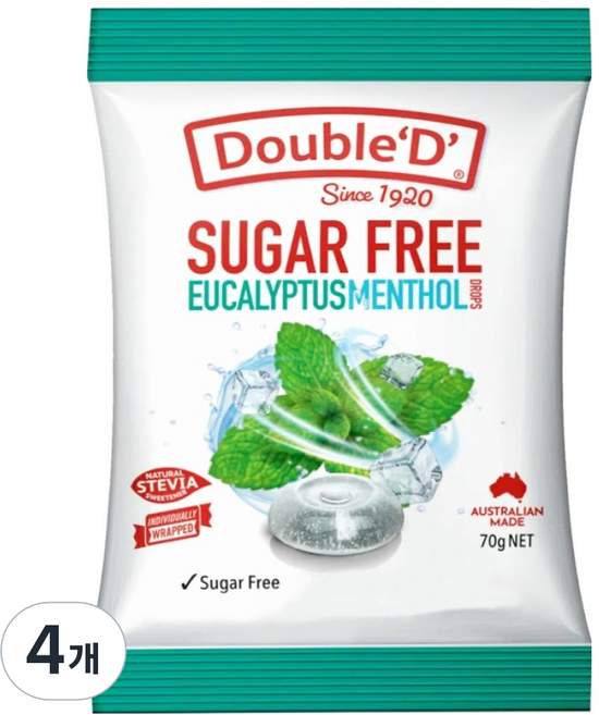 DoubleD 슈가프리 유칼립투스 멘톨 캔디, 70g, 4개