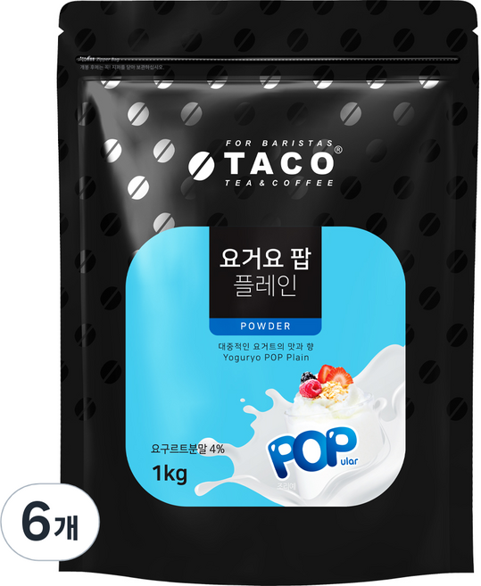 타코 요거요 팝 플레인, 1kg, 1개입, 6개