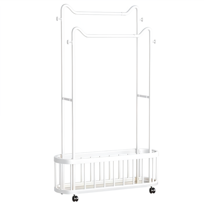 橡合杉 可移動貓耳雙桿衣帽架 80cm, 白色