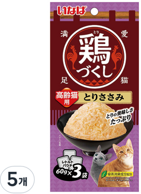 챠오츄르 고양이 치킨가득파우치 고령묘용 3p, 닭가슴살, 180g, 5개