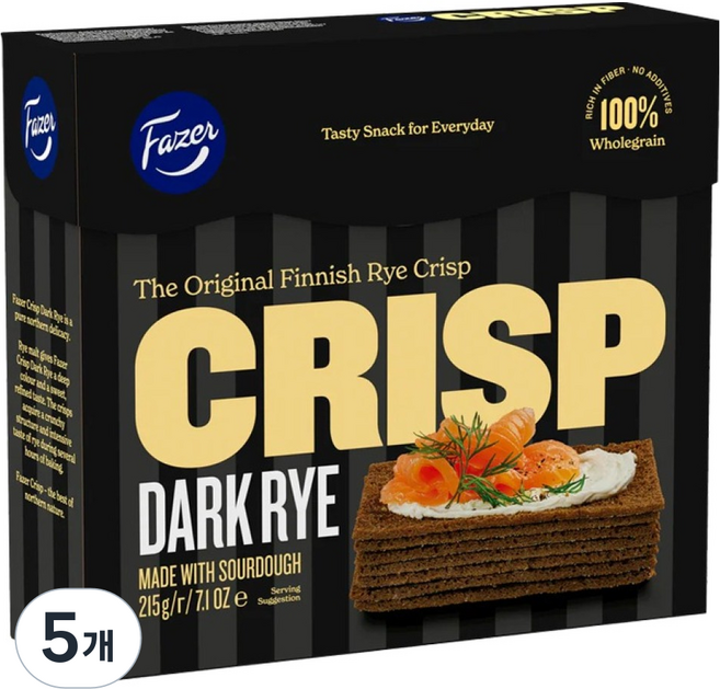 Fazer 黑麥脆餅, 215g, 5個