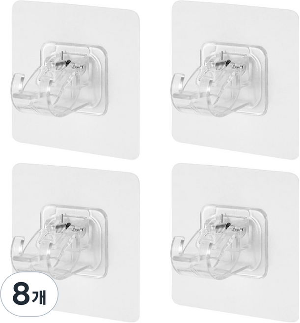 까사마루 다용도 부착식 압축봉 거치 홀더, 투명, 8개