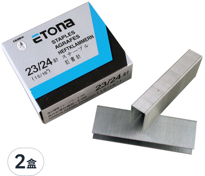 ETOna 釘書針 23/24針 適用E-260, 24針號, 2盒