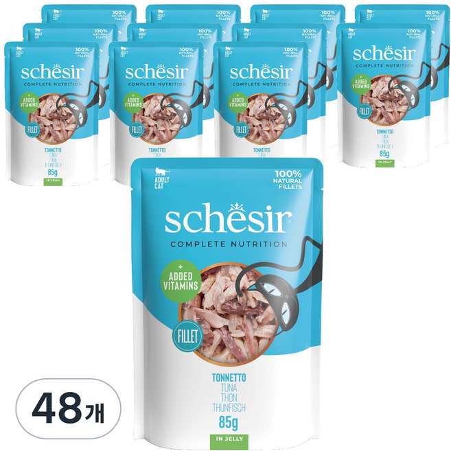 스케지어 어덜트 고양이 주식 파우치, 85g, 48개, 참치