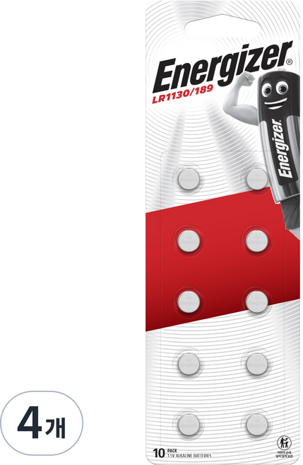 에너자이저 알카라인 버튼셀 코인 건전지 LR1130/189, 4개, 10개입