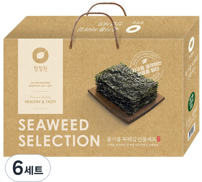 청정원 들기름파래김 9호 세트 + 쇼핑백, 6세트