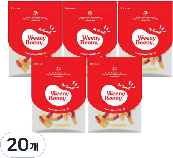 위니비니 젤라틴프리 후르티웜즈 구미, 50g, 20개