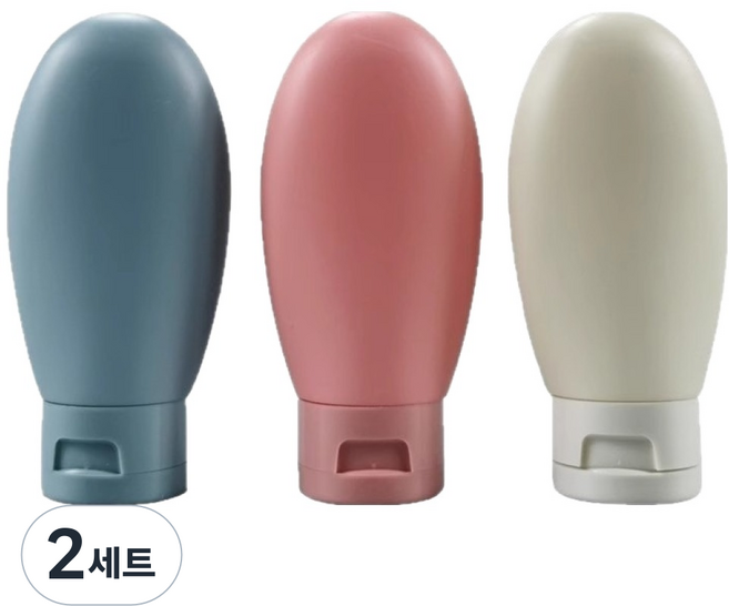 라이프인트 여행용 린스 컨디셔너 로션 실리콘 공병 60ml x 3종 + 파우치 세트, 2세트, 혼합색상
