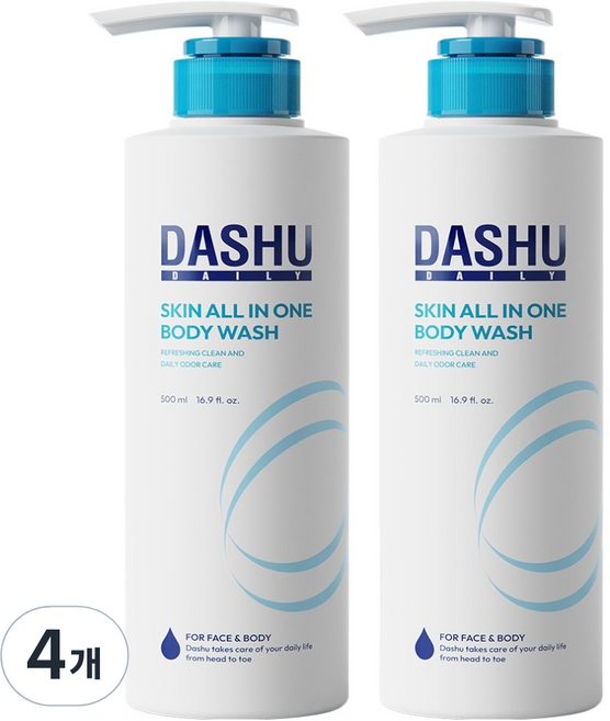 다슈 데일리 스킨 올인원 바디워시, 500ml, 4개