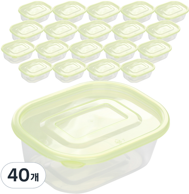 COOK&LOCK S350多用途長方形保鮮盒 淡綠色 350ml, 40個, 保鮮盒+蓋子
