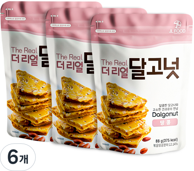 달고넛 더리얼 땅콩, 88g, 6개
