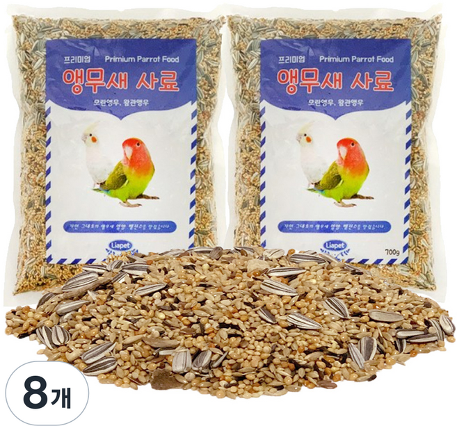 리프패럿 프리미엄 앵무새 사료, 700g, 8개
