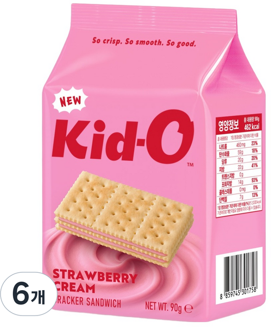 Kid-O 草莓夾心餅乾三明治, 6個, 90g