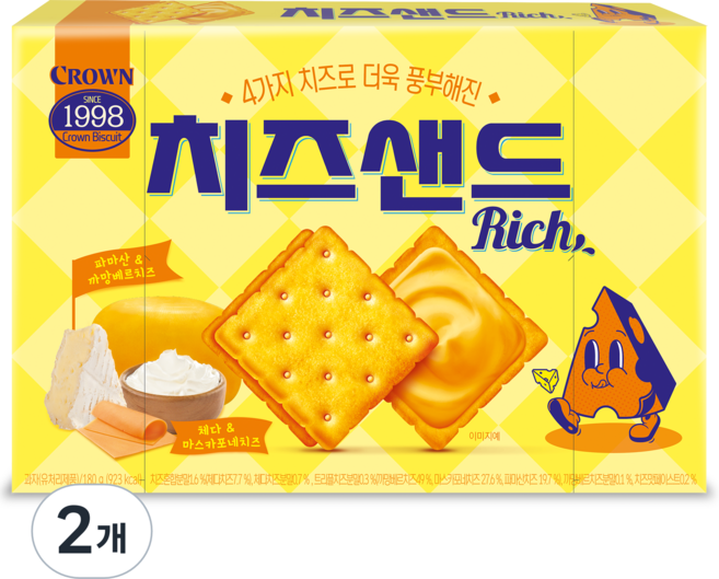 크라운 치즈샌드 리치, 180g, 2개