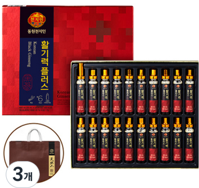 천지인 활기력 플러스 20p + 쇼핑백, 400ml, 3개