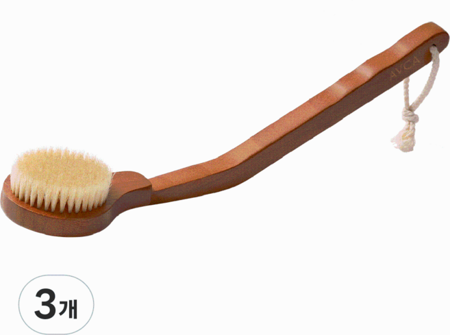 아브카 딥클린 샤워 바디 브러쉬, 3개, 1개입, 브라운 우드