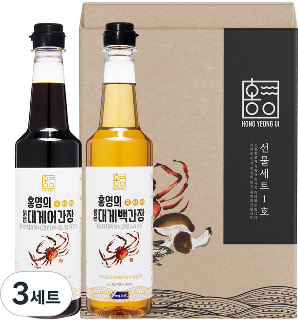홍영의 간장 선물세트 붉은대게어 + 붉은대게백, 500ml, 3세트