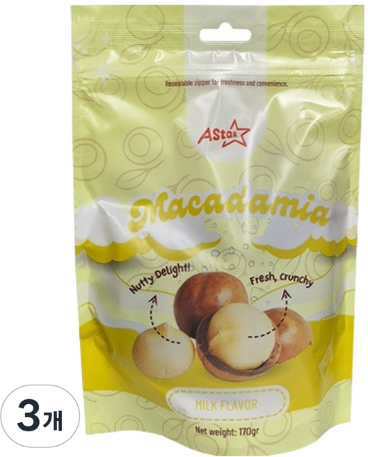 아스타 우유향 마카다미아넛, 170g, 3개