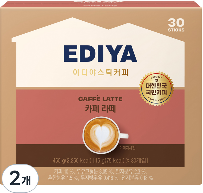 이디야 카페 라떼, 30개입, 2개, 15g