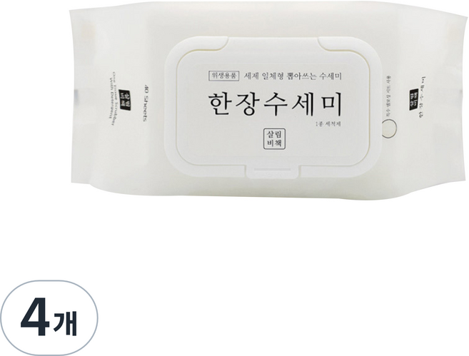 살림비책 일회용 뽑아쓰는 세제일체형 한장수세미 40p, 40개입, 4개