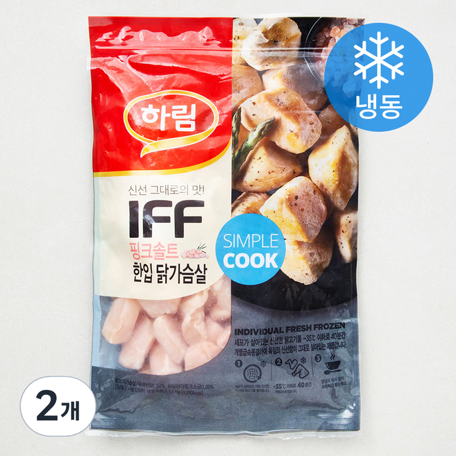 하림 IFF 핑크솔트 한입 닭가슴살 (냉동), 1.1kg, 1개입, 2개