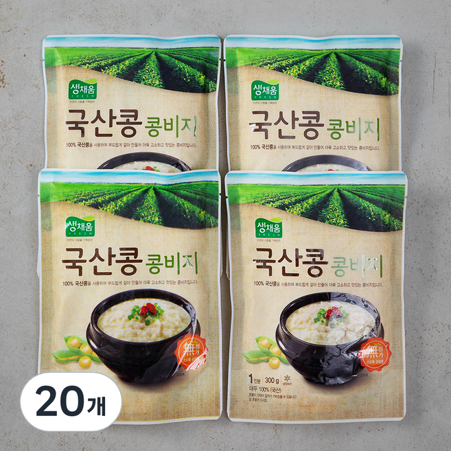 생채움 국산콩 콩비지, 300g, 20개
