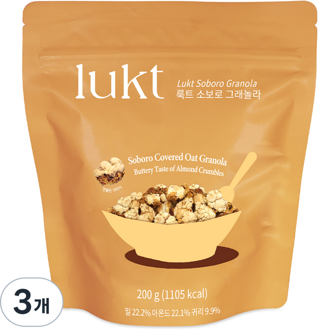 룩트 소보로 그래놀라 대용량, 200g, 3개