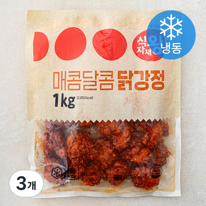 식자재왕 매콤달콤 닭강정 (냉동), 1kg, 3개