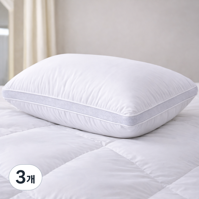 휴가드 통세탁 마이크로필에버 더블라인 3D 입체 에어매쉬 베개, 화이트, 3개