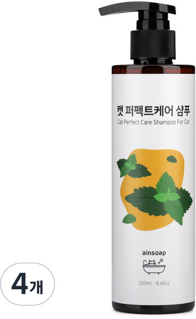아인솝 퍼펙트케어 고양이 샴푸, 250ml, 1개입, 4개