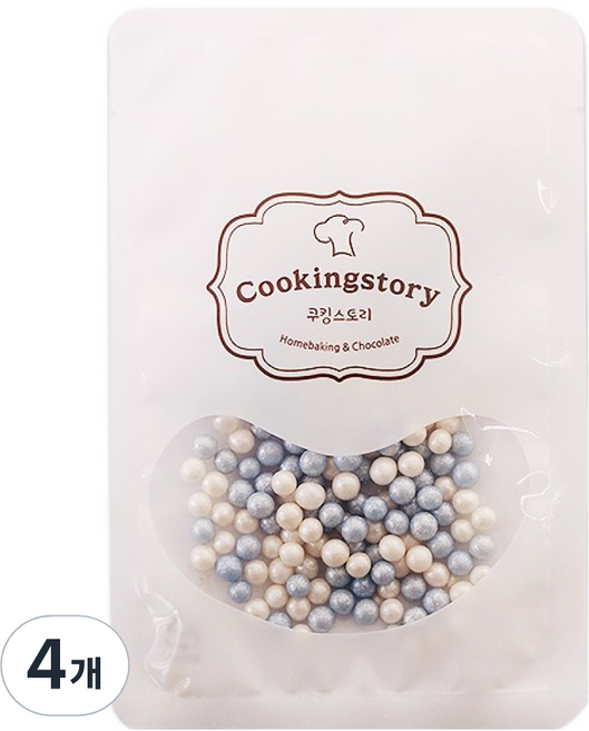 쿠킹스토리 트윙클 펄 블루 푸드컬러 화이트블루 아라잔 스프링클, 15g, 4개