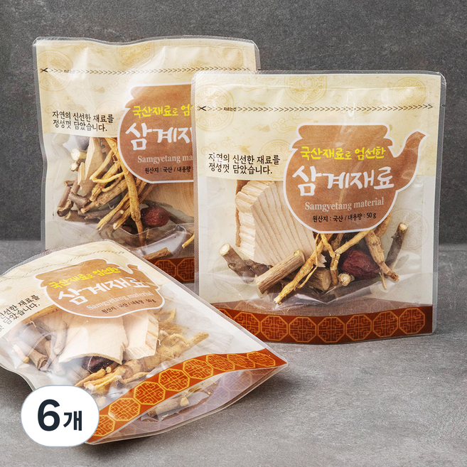 산들 국산재료로 엄선한 삼계재료, 6개, 50g