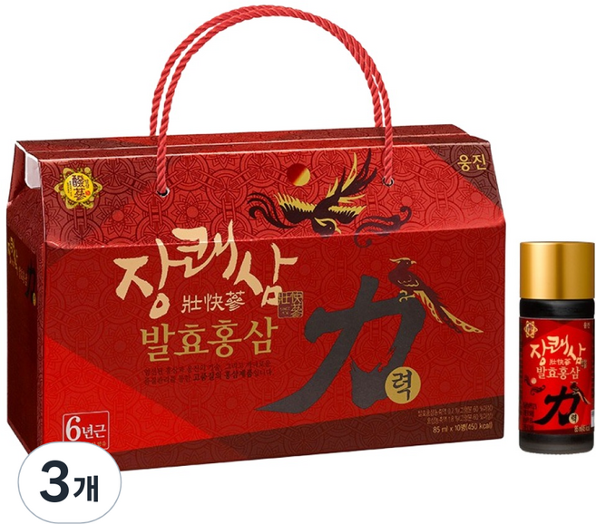 장쾌삼 발효홍삼력 10p, 3개, 850ml