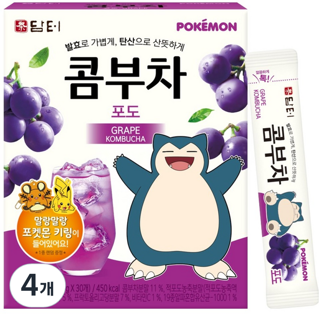 담터 포켓몬 콤부차 포도, 5g, 30개입, 4개